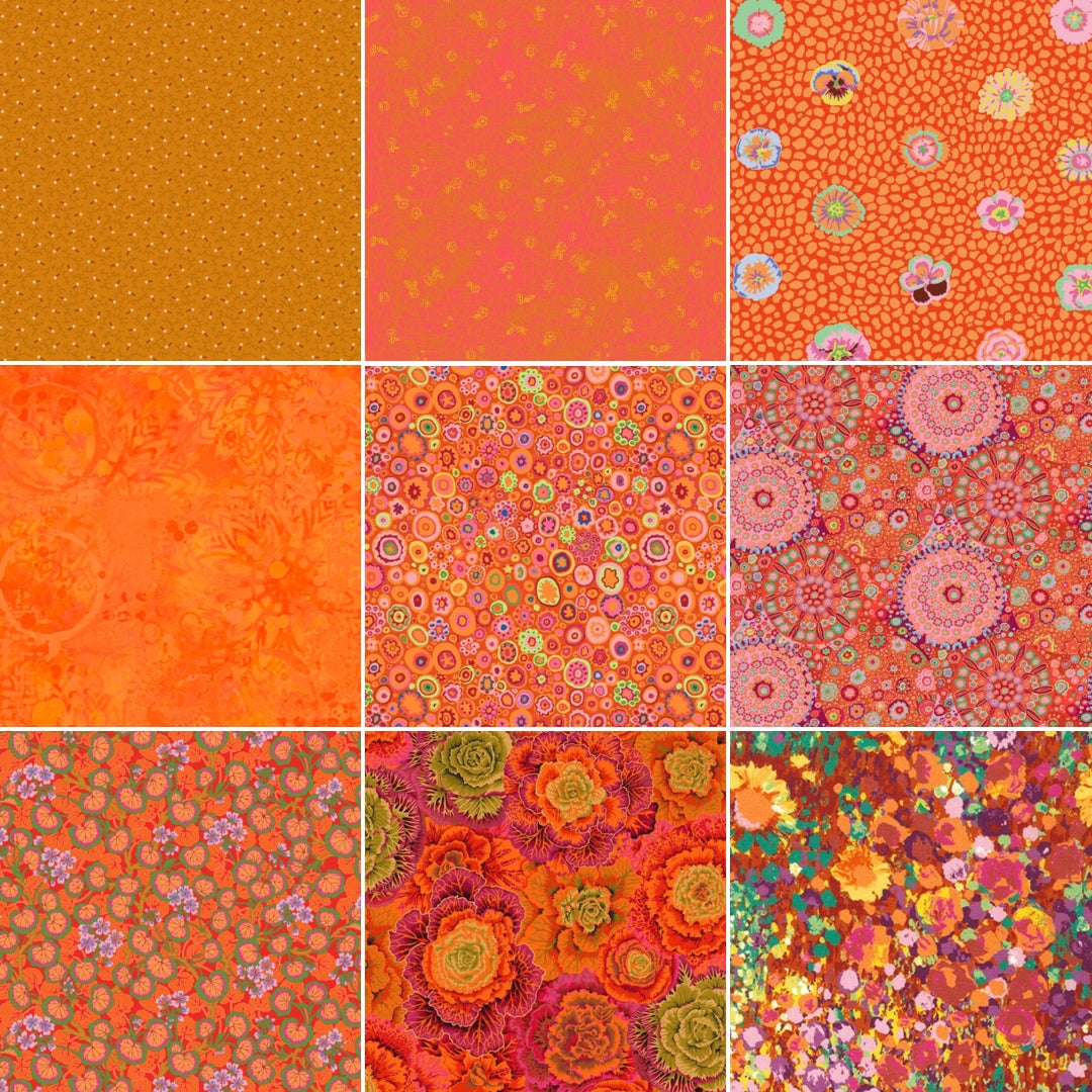 Orange Gradient Bundle of Hand Dyed Quilting Fabric, Available in