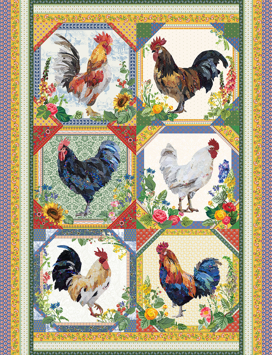 Rooster Edge Pattern Petit Rouge Rooster Downloadable Pattern – Collage Quilter