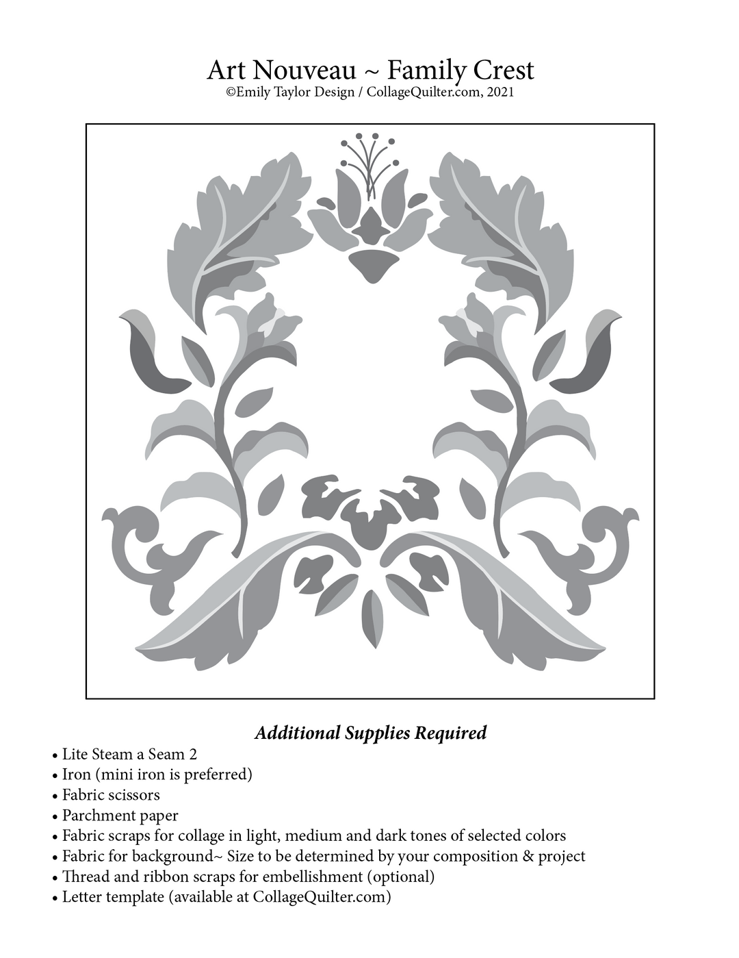 Art Nouveau Family Crest Downloadable Pattern
